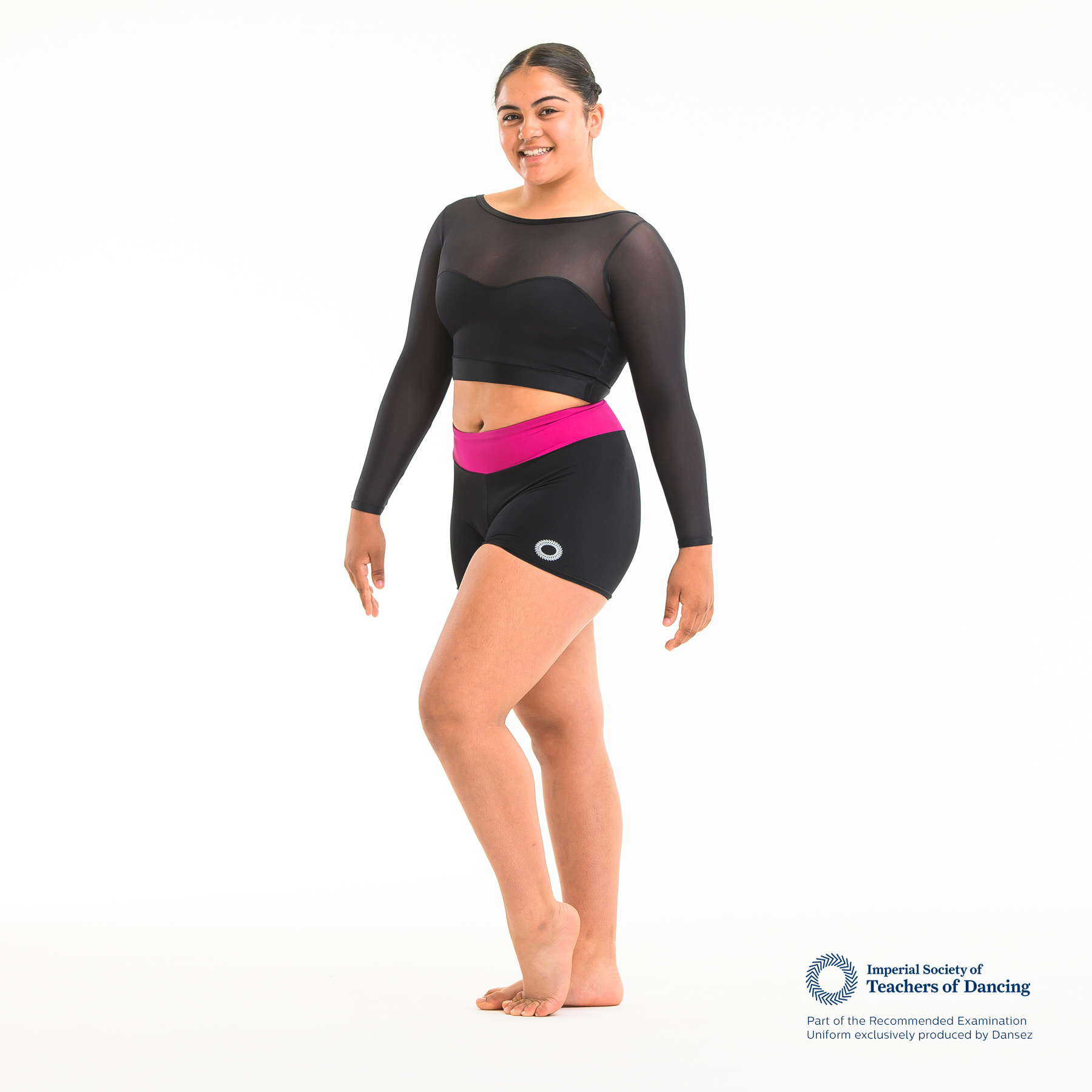 ISTD Unisex Contrast Waist Dance Shorts - Black (Teenage/Adult Dancer)