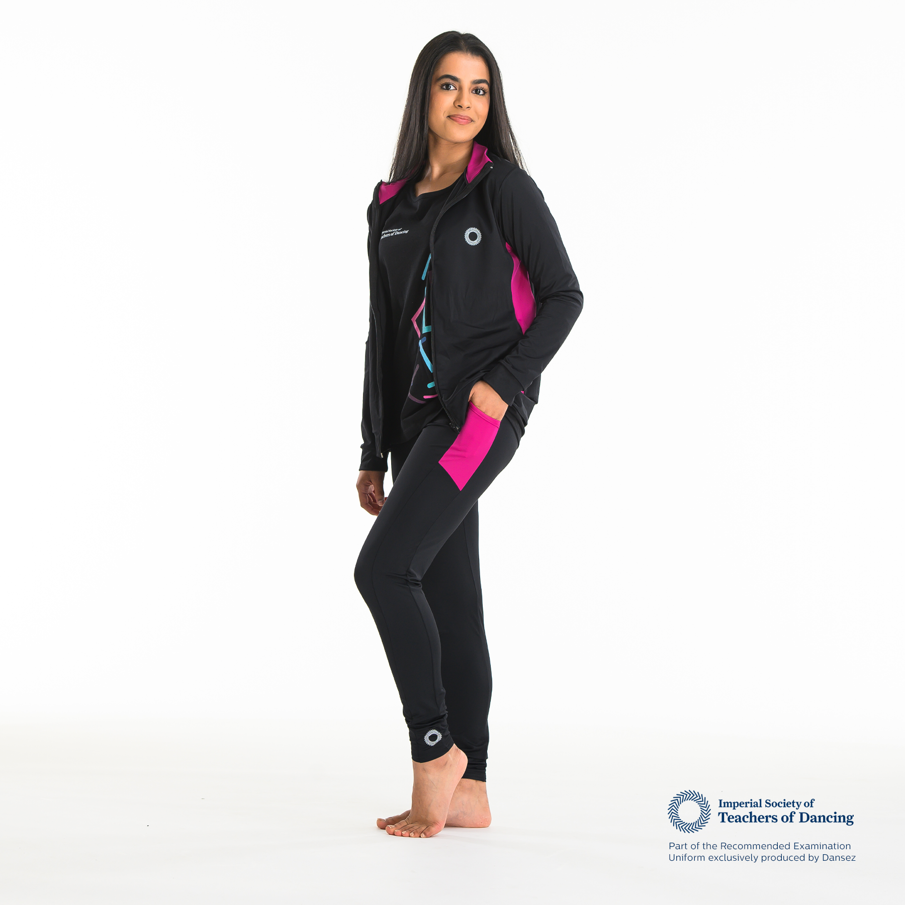 ISTD Unisex Panelled Jacket - Black/Deep Pink (Teachers)