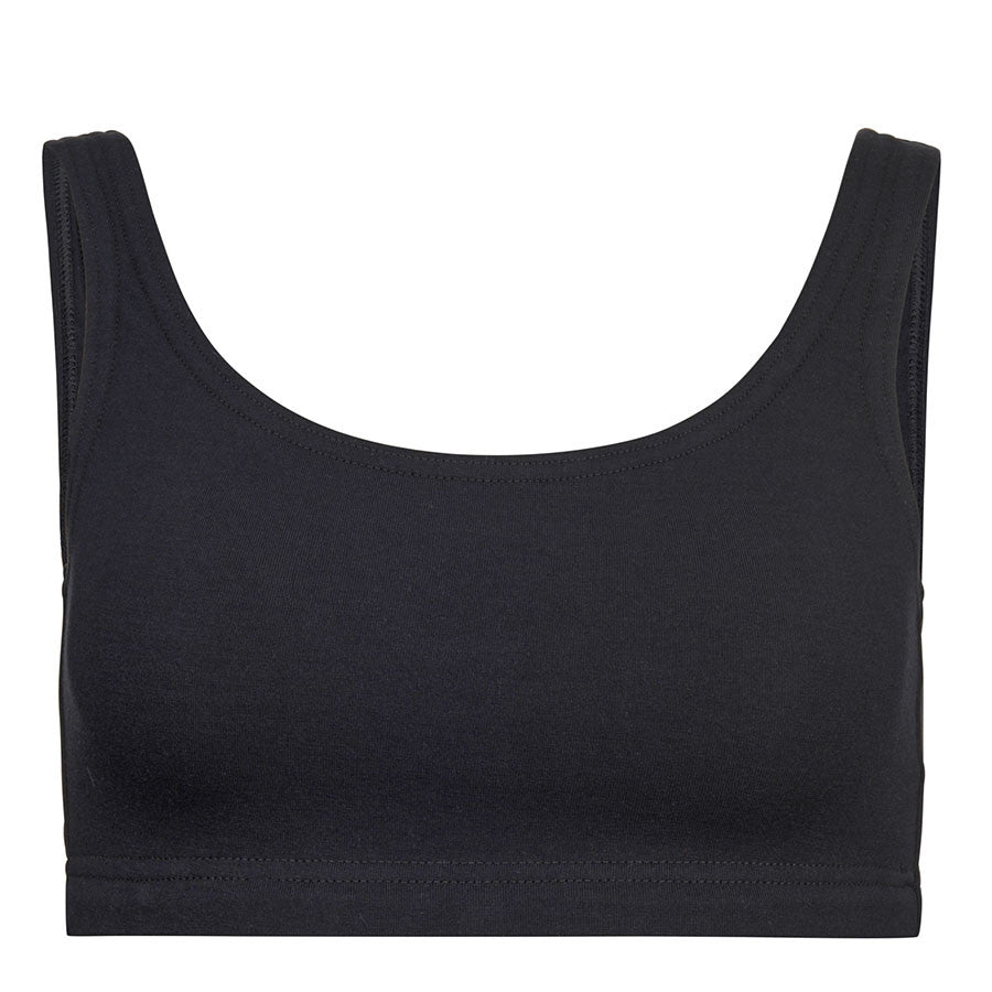 Minimal Bounce Bra in Black double layered compression fabric using a unique blend of Cotton/Poly/Lycra for a soft and luxurious feel Designed for even pressure distribution with smooth reversed seams which dramatically increase comfort
levels Supreme support of breasts’ Coopers Ligaments to reduce irreversible stretch and damage
Zero metal components associated with damage during prolonged impact movement