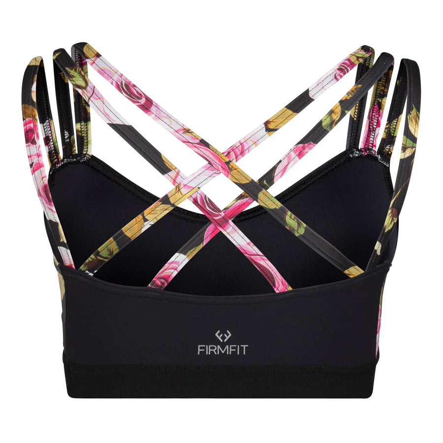 Reebok Yoga Floral Sports Bra Black