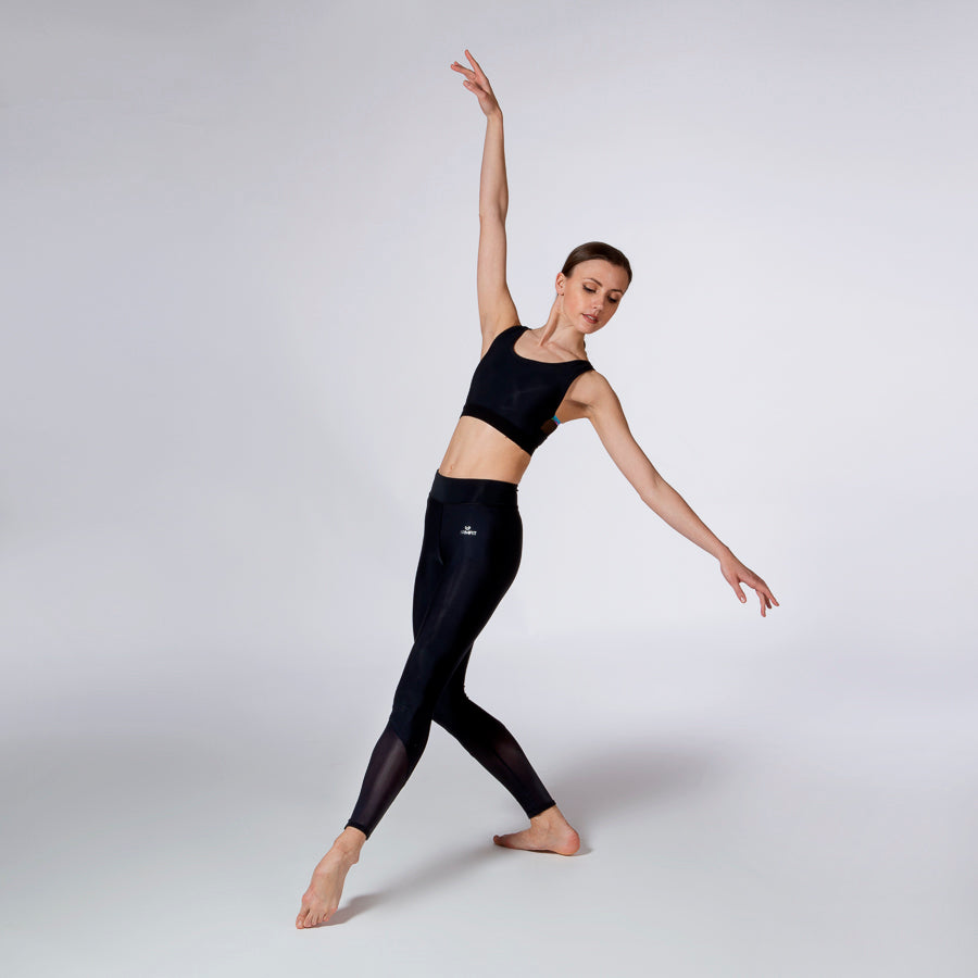 dance top and Angled Mesh Leggings Black