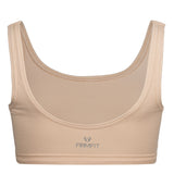 Minimal Bounce Bra in Flesh colour double layered compression fabric using a unique blend of Cotton/Poly/Lycra for a soft and luxurious feel  Designed for even pressure distribution with smooth reversed seams which dramatically increase comfort  levels  Supreme support of breasts’ Coopers Ligaments to reduce irreversible stretch and damage   Zero metal components associated with damage during prolonged impact movement  This product is highly recommended during the recovery period after breast surgery
