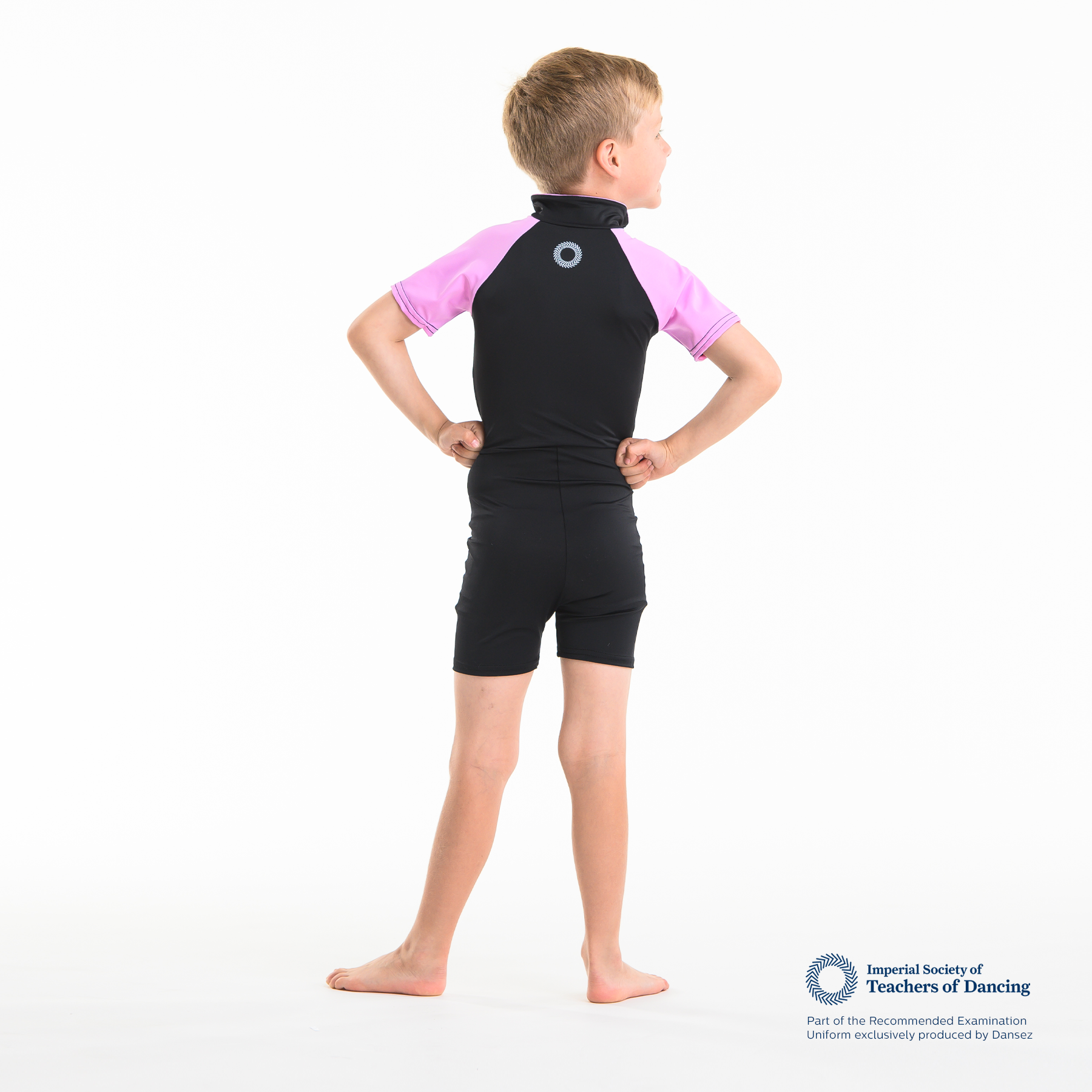 ISTD Unisex Biketard Short - Black/Light Pink (Young Dancer)