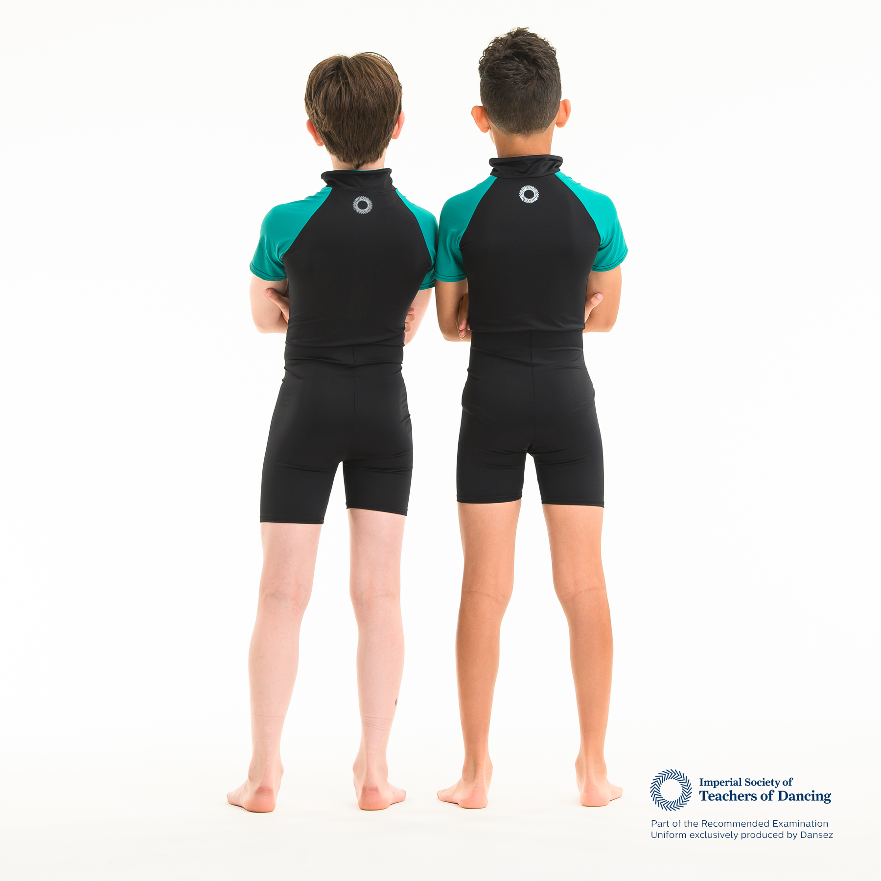 ISTD Unisex Biketard Short - Black/Mid Blue (Junior Dancer)