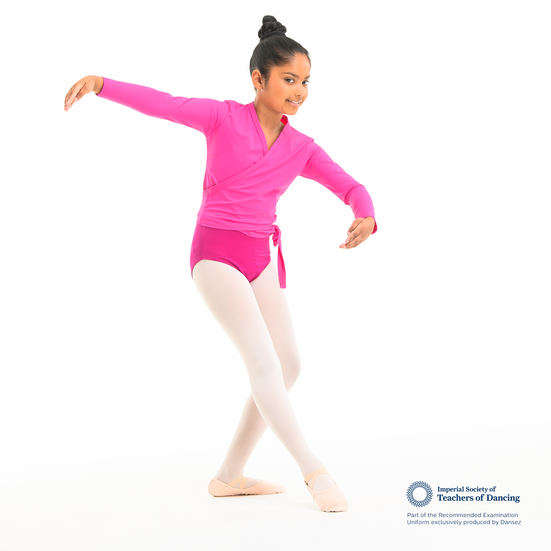 ISTD Side Tie Cardigan - Mid Pink (Junior Dancer)