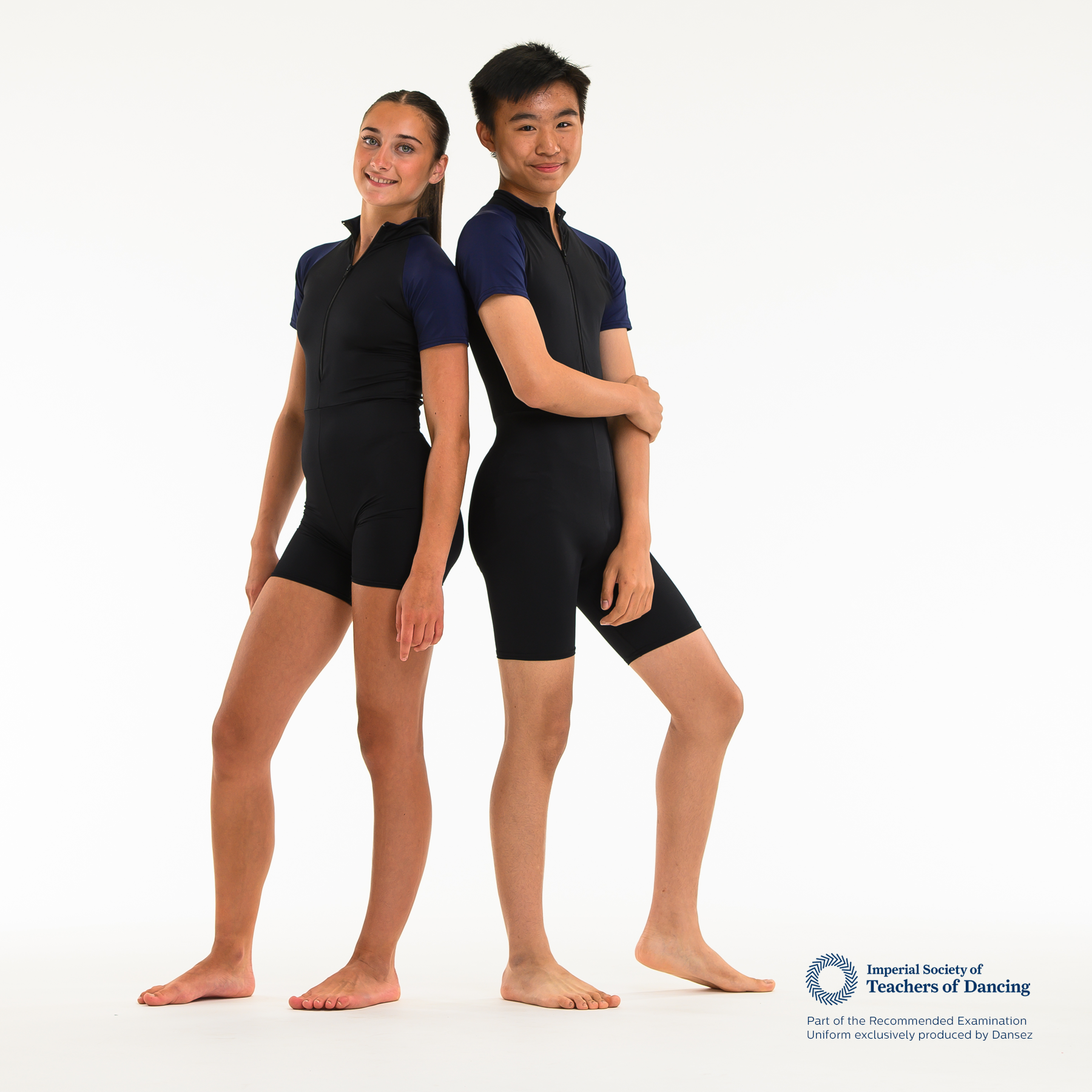 ISTD Unisex Biketard Short - Black/Deep Blue (Teenage/Adult Dancer)