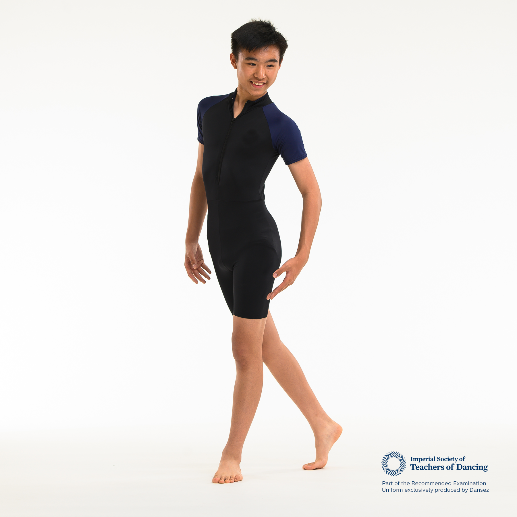 ISTD Unisex Biketard Short - Black/Deep Blue (Teenage/Adult Dancer)