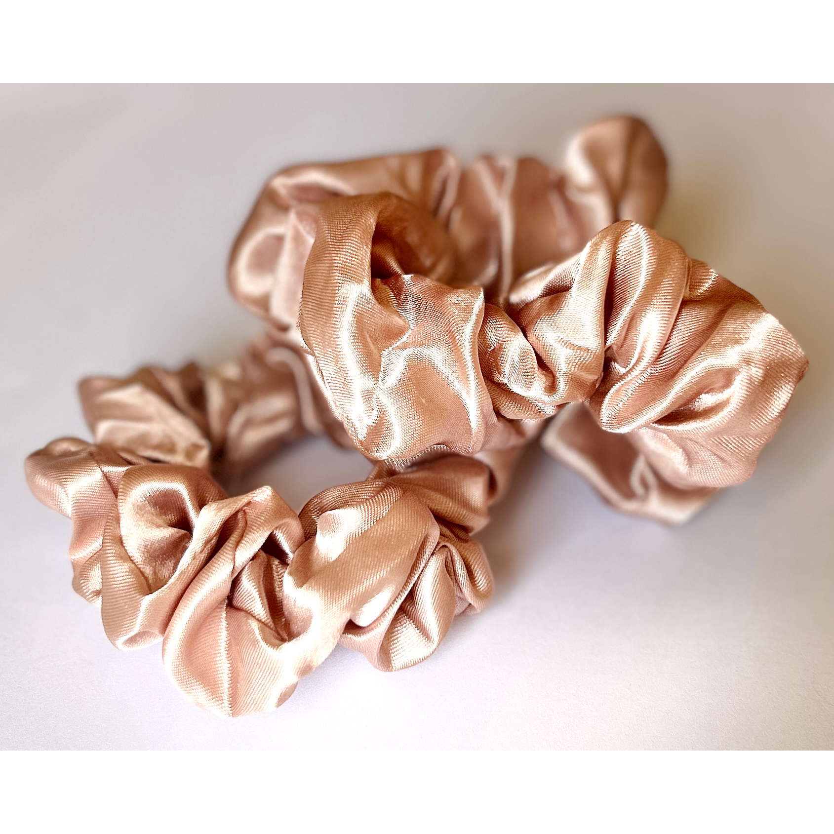 x2 Luxury Satin Feel Hair Scrunchies (Bronze)