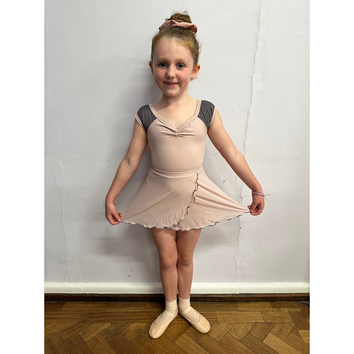 Contrast Sleeve Leotard Pink/Mocha