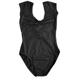 Black Cap sleeve leotard front and back gather (SPECIAL)