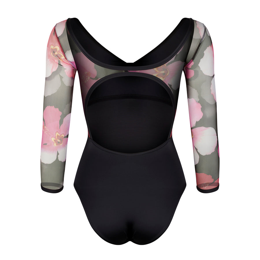 Mesh Sleeve Leotard - 1901 - Floral