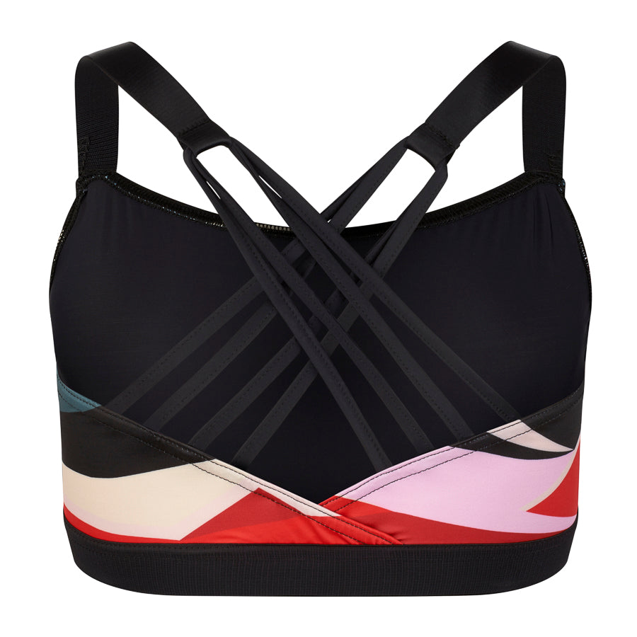 Wide shoulder and multidirectional straps give this bra a powerful hold  Double layered front for additional support and modesty  Snug, wide midriff band keeps the bra in place throughout movement  Made with sustainable and regenerated planet friendly fabrics 💕