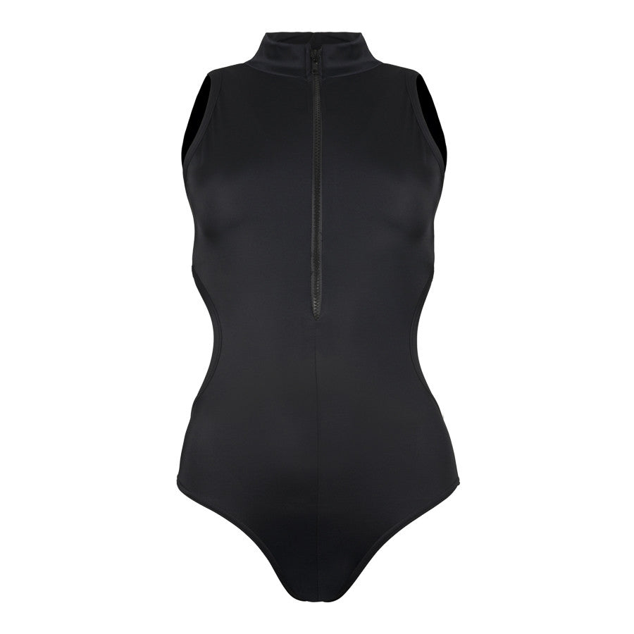 Black Zip Front Leotard 1002