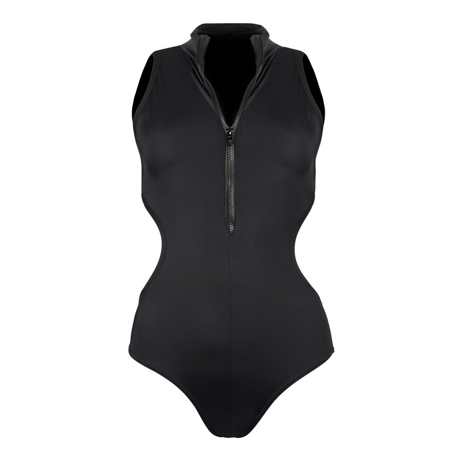 Black Zip Front Leotard 1002