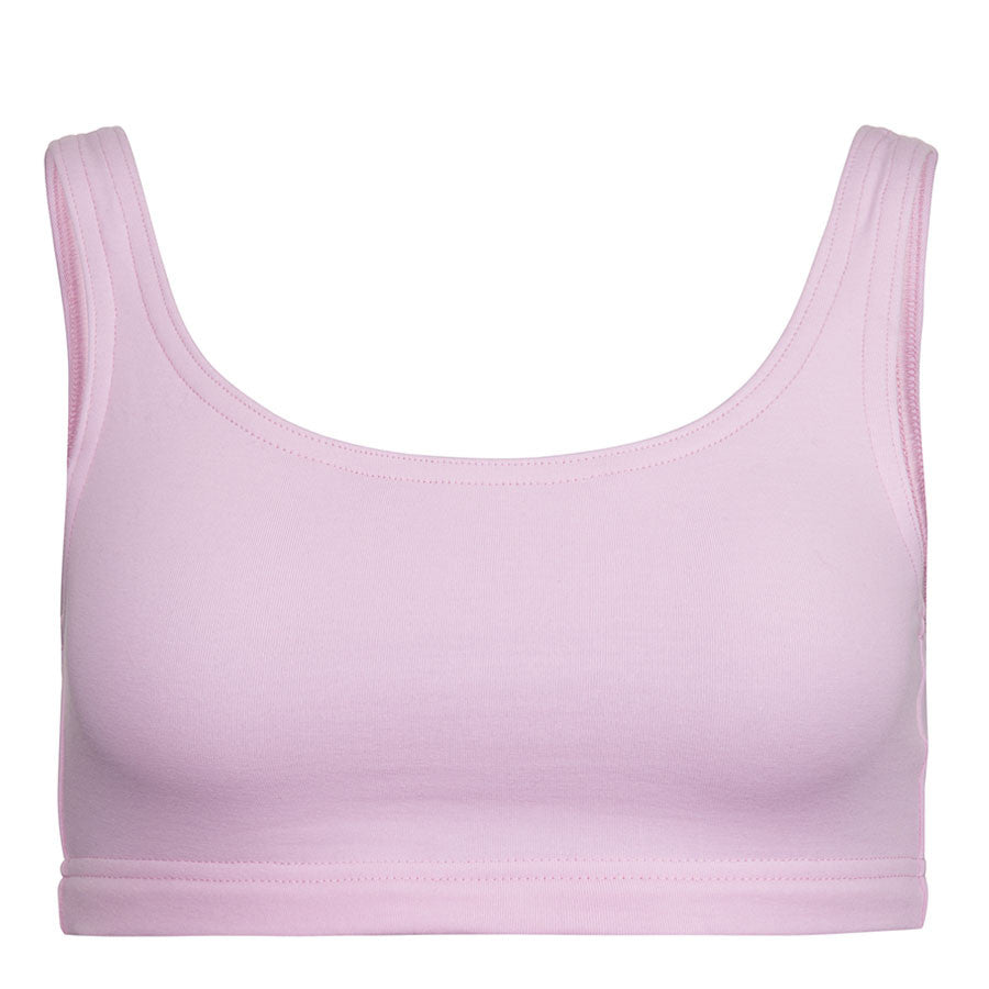 Minimal Bounce Bra in pink colour double layered compression fabric using a unique blend of Cotton/Poly/Lycra for a soft and luxurious feel  Designed for even pressure distribution with smooth reversed seams which dramatically increase comfort  levels  Supreme support of breasts’ Coopers Ligaments to reduce irreversible stretch and damage   Zero metal components associated with damage during prolonged impact movement  This product is highly recommended during the recovery period after breast surgery