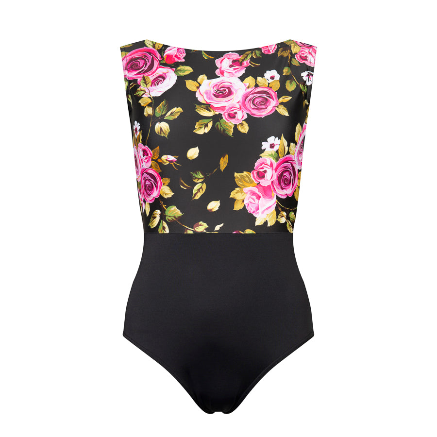 Velour Back Rose Print Leotard