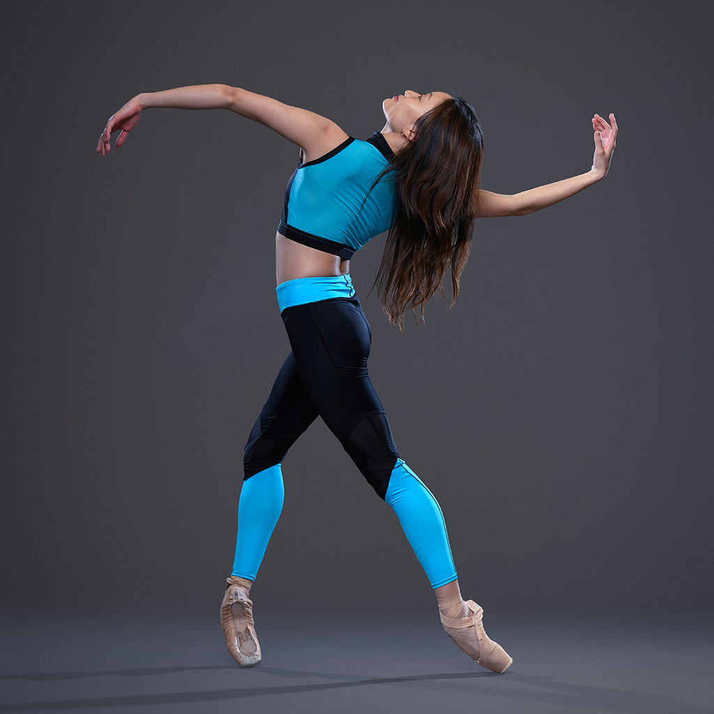 Angled Leggings in Black and Blue